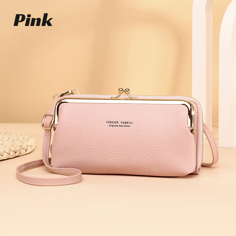 Monikäyttöinen PU nahka matkapuhelin laukku Crossbody olkalaukku