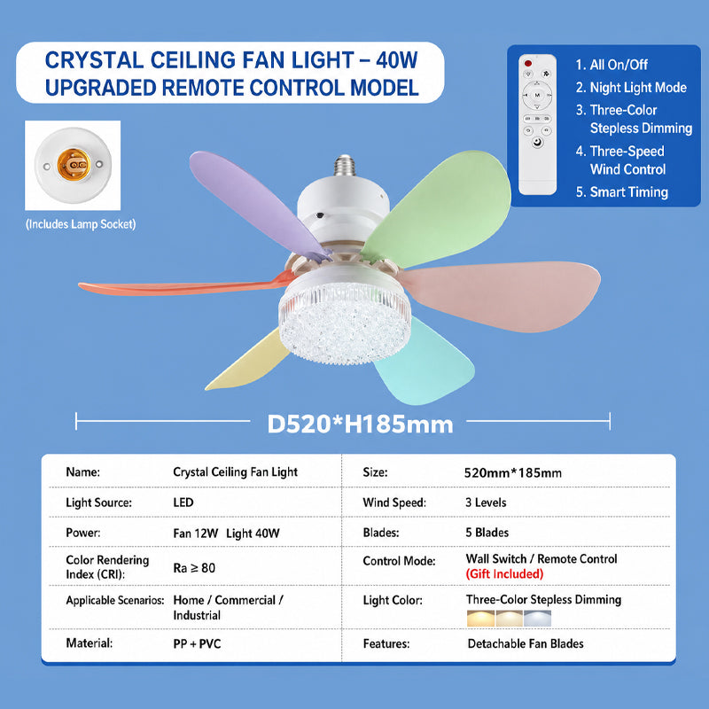 💡 Solution « Smart Fan Light » : ventilateur de plafond à LED à intensité variable avec kit de fixation facile à installer ! 🌀