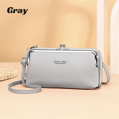 Monikäyttöinen PU nahka matkapuhelin laukku Crossbody olkalaukku