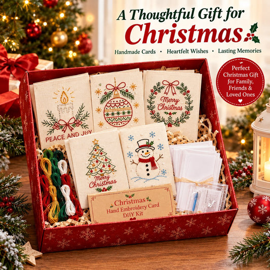 🌲 Julekort med Håndbroderi DIY Kit | Sy dig ind i julestemningen ✨ 🎁