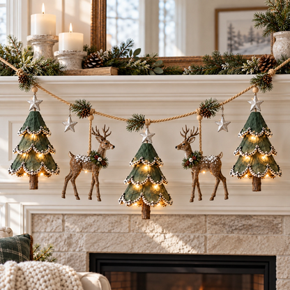 🦌 Belyst woodland juleguirlande