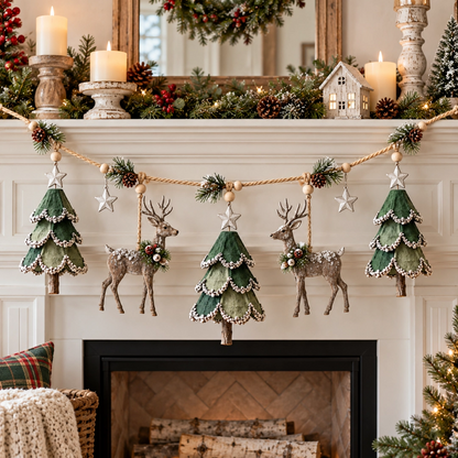 🦌 Belyst woodland juleguirlande