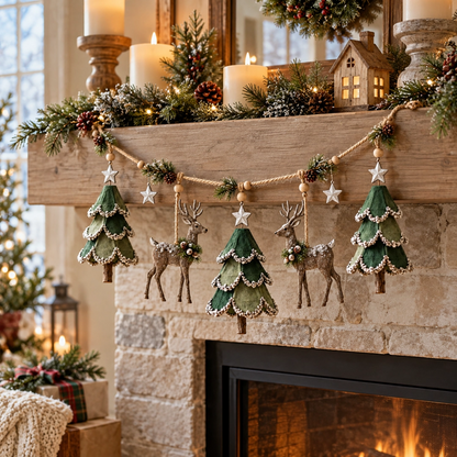 🦌 Belyst woodland juleguirlande