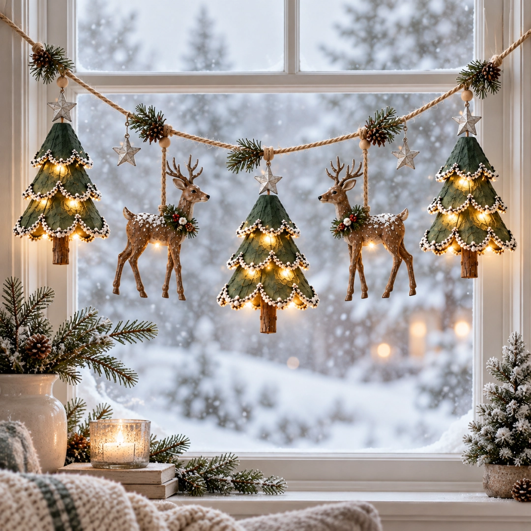 🦌 Belyst woodland juleguirlande