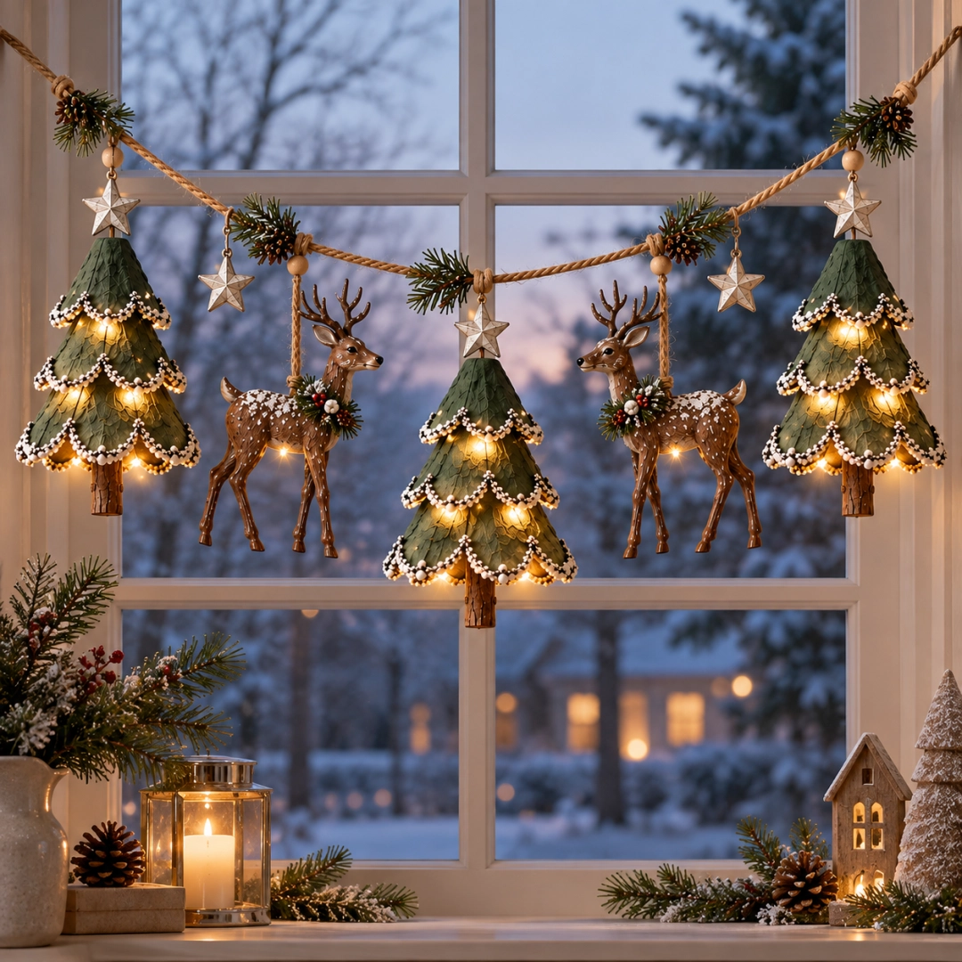🦌 Belyst woodland juleguirlande