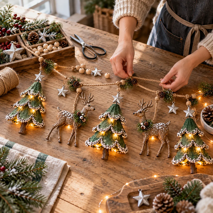 🦌 Belyst woodland juleguirlande