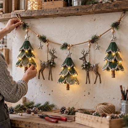 🦌 Belyst woodland juleguirlande