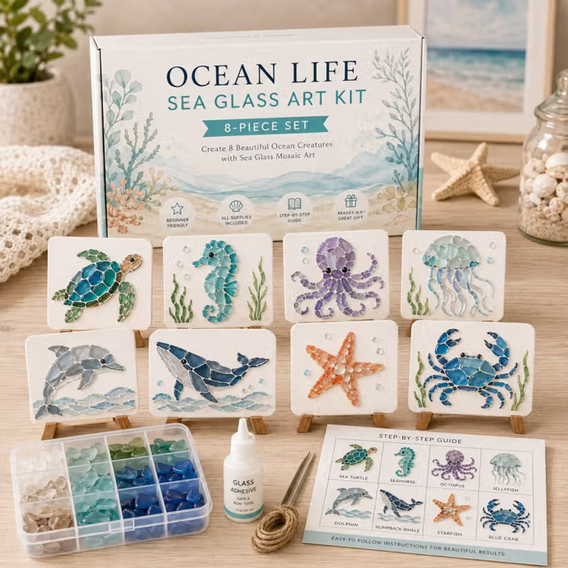 🌊✨ Kunst-DIY-sæt med havtema – Skab et fantastisk mosaik-mesterværk