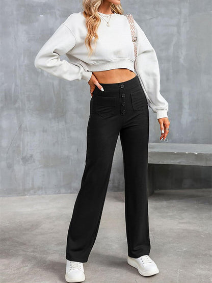 🔥Hot Sale 8000+💷Hyvä hinta🔥Naisten rento korkeavyötäröinen Stretch-housut