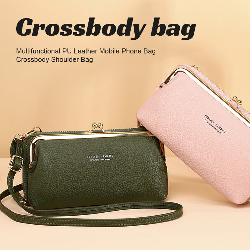 Monikäyttöinen PU nahka matkapuhelin laukku Crossbody olkalaukku