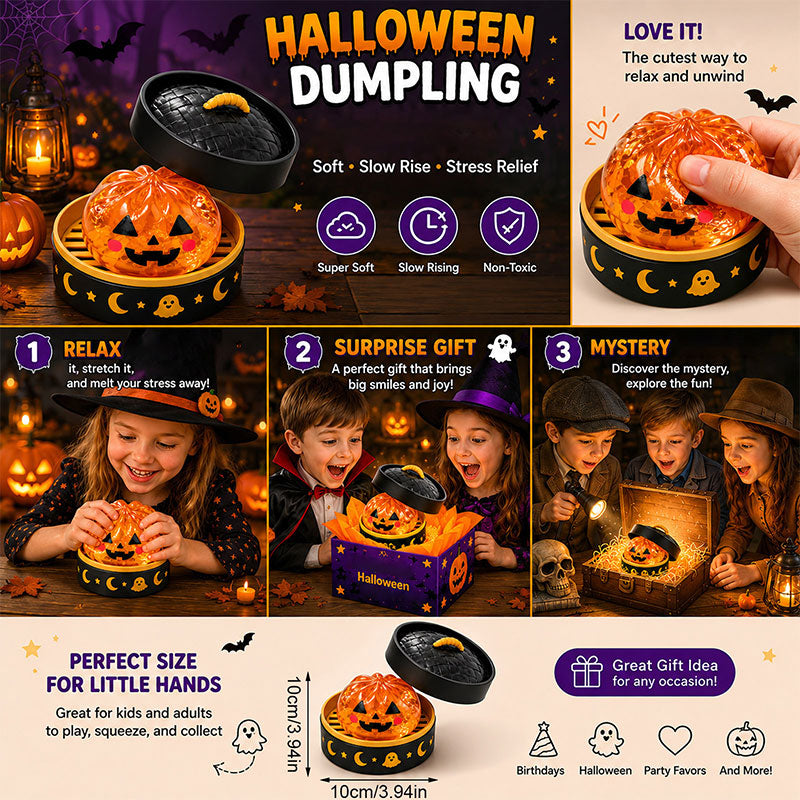 🎃 Halloween Dumpling Squeeze Squishy Legetøj