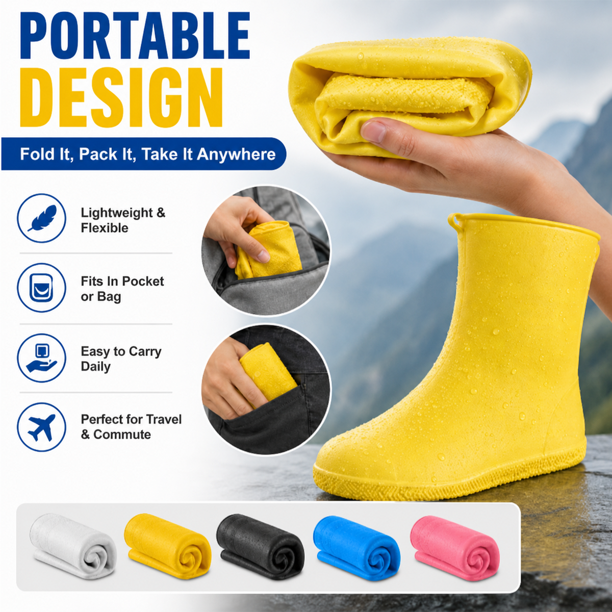 Stop våde sneakers! Kraftige regnovertrækssko — Anti-slip & sammenklappelige i din taske 🌧️