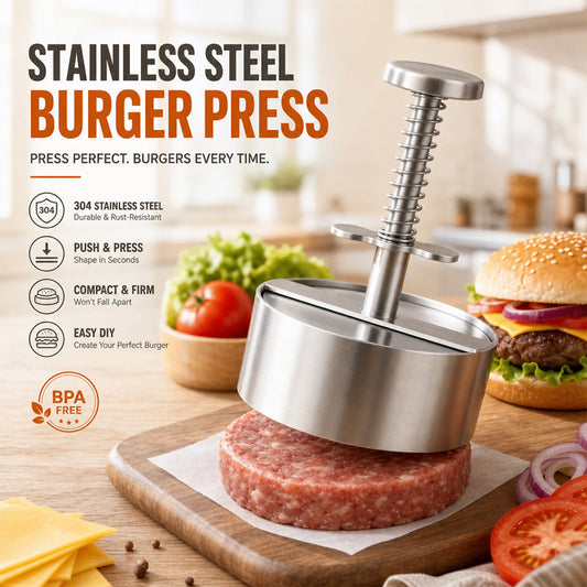 🍔 Rustfrit stål burgerpresser | Lav perfekte, ensartede bøffer med lethed