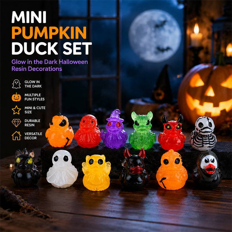 🎃🐤 Halloween Mini Harpiksænder — 12 Uhyggelige Design, 2,5 cm Små Figurer