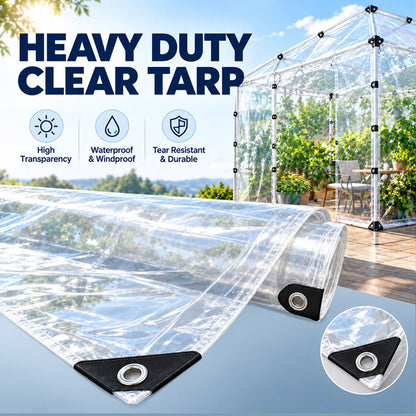 🌧️☀️ Gennemsigtig vandtæt PE-presenning med forstærkede kanter til udendørs brug