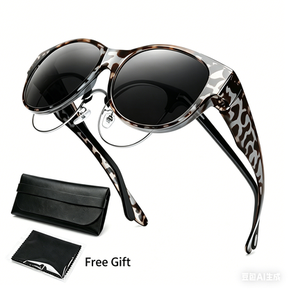 Elegant Cat-Eye Solbrille – Inkl. GRATIS Luksus-læderæske & Pudseklud! 🎁✨