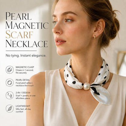 🤍 Magnetic scarf with a pearl – look elegant in seconds