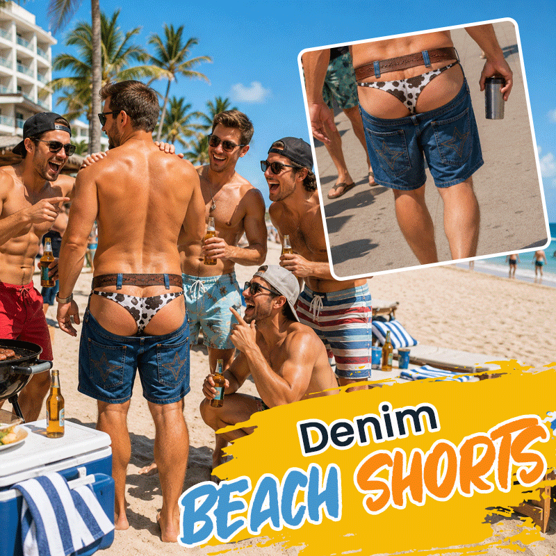 🏖️ Sjove Badeshorts med Falsk Denim-Print