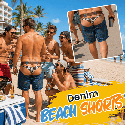 🏖️ Sjove Badeshorts med Falsk Denim-Print