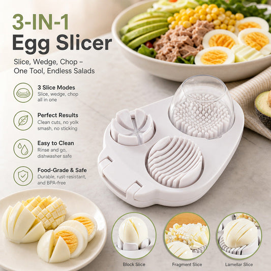 3-i-1 Multifunktionel Æggeskærer & Tærter - Perfekt til Salater & Pynt 🥚🔪