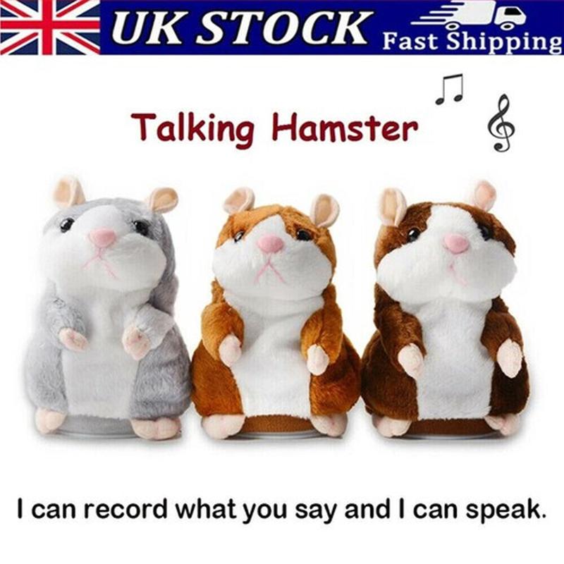 🐹 Talende hamster-kæledyr – gentager lyd & bevæger sig! 3 farver + juleversion (15 cm) ✨🎄