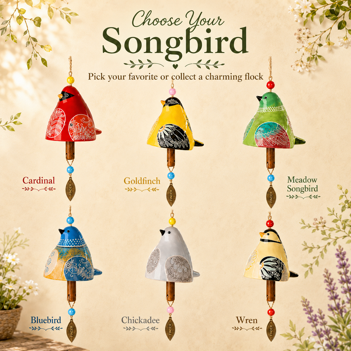 🐦🎨 Garden Songbird Wind Chime – et strejf af farve og sang til veranda og have 🌿