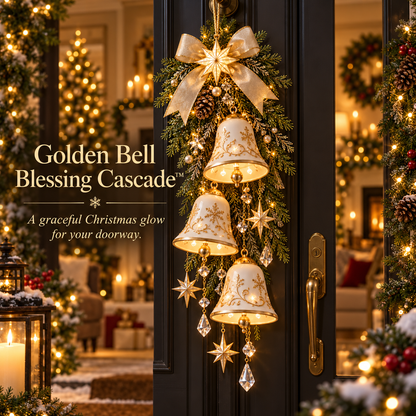 🔔✨Sidste dag 49 % RABAT✨✨ Golden Bell Blessing Cascade™ – Belyst juletræsdekoration til døren