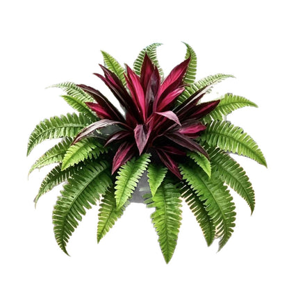 💥Sommertilbud🔥UV-resistente kunstige bregner & røde dracaena-planter – Fyldige, frodige & falmebestandige!