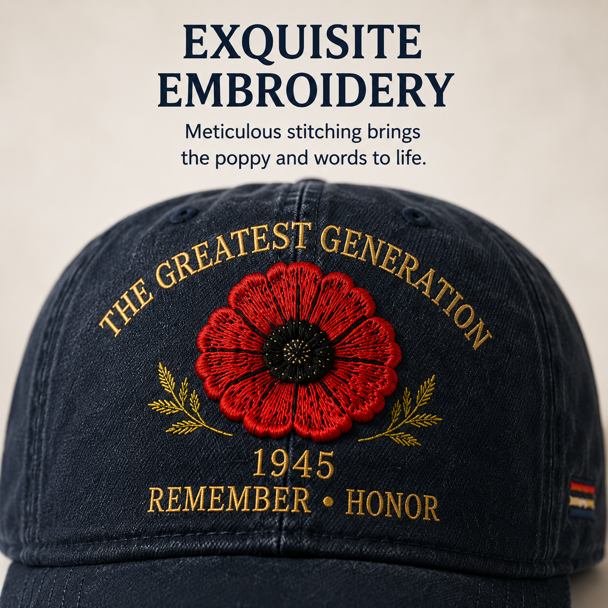 🎖️🌺 En Generations Arv — 1945 Remembrance Poppy Cap