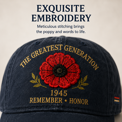 🎖️🌺 En Generations Arv — 1945 Remembrance Poppy Cap