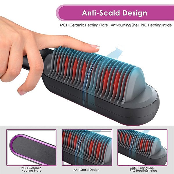 Curl Straight Hair 2 -in -1 -Hot Luftkammad jonisk rak hårkam är torr och våt/Curl Straight Hair 2 -in -1 -1 -Hot Air Comb Ionic Straight Hair -kampa on kuiva ja märkä.