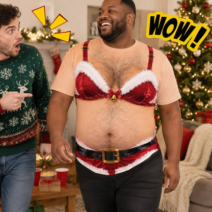🎄 Sjovt julekostume – komisk mave-illusion-outfit 😂