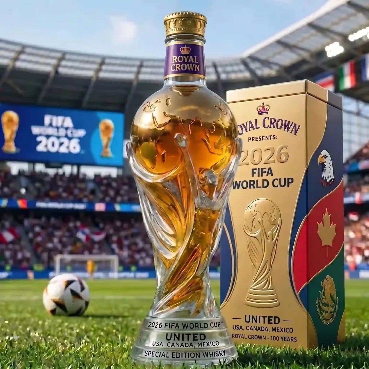 Speciale editie whiskyfles van het FIFA Wereldkampioenschap 2026