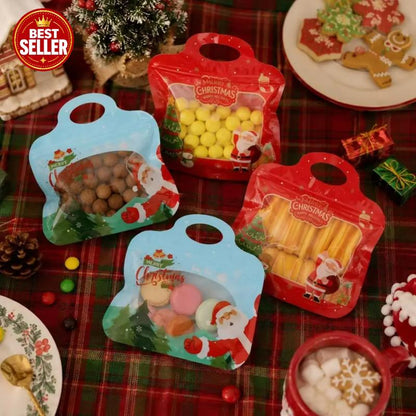 🎁 70% RABAT!!! – Klar til jul! 🎅 Nemt at fylde, nemt at lukke 🎄 Bestseller selvklæbende juleposer til slik & småkager med julemand og snemand 🎅⛄