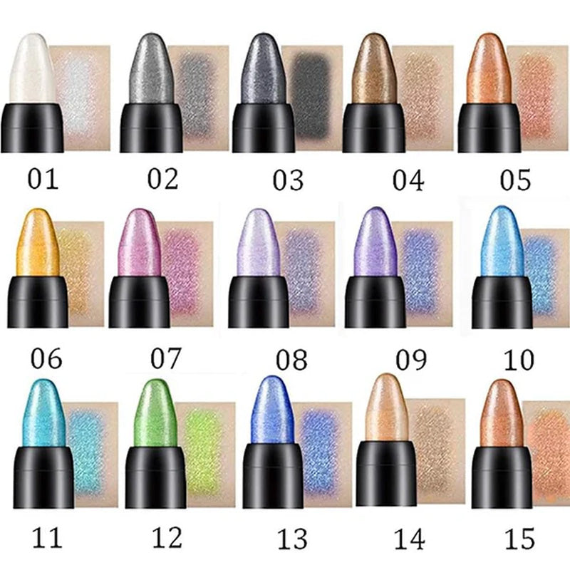 15 Värit Fluoresoiva luomiväri lyijykynä Vedenpitävä Glitter Eyeshadow Eyeliner