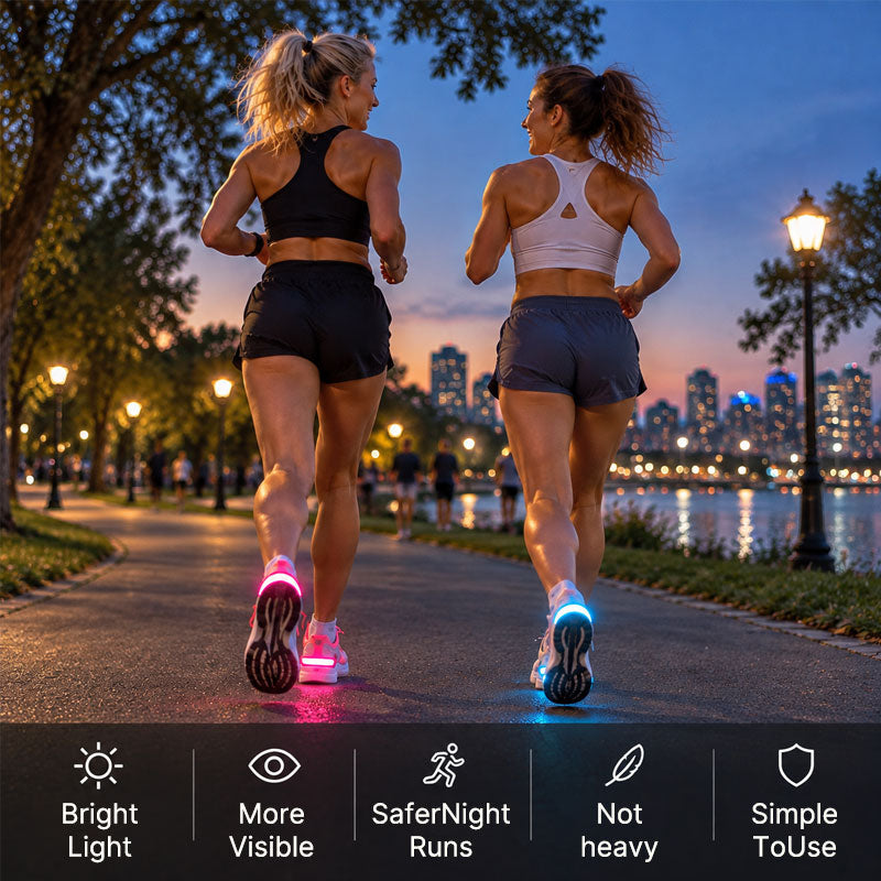 ✨ LED-lys til hælene på sko – synlighed til løb og gåture