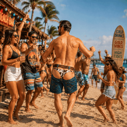 🏖️ Sjove Badeshorts med Falsk Denim-Print