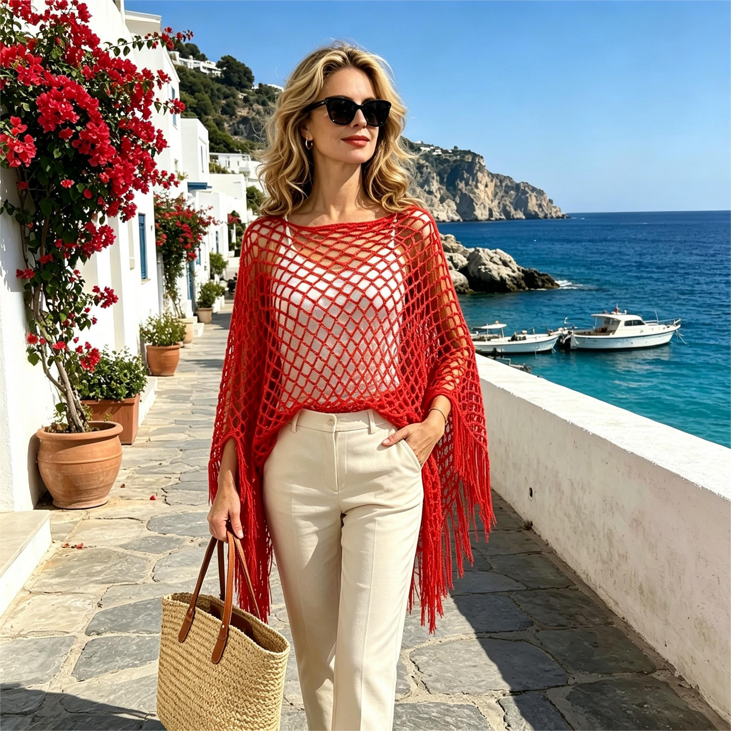 🏆 Sidste dag med særpris 99,- kr.! 💐Metallisk hæklet cover-up til sommeren – Let, flagrende & ubesværet stilfuldt sommeroutfit