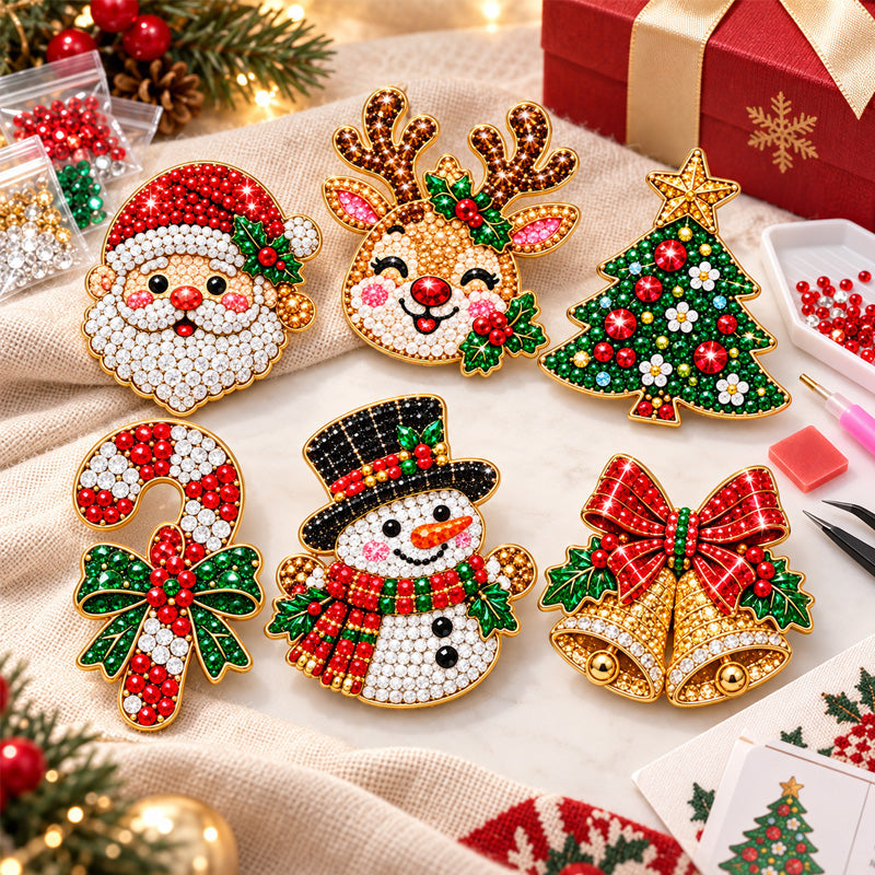 DIY jule-diamantbrochesæt med 6 designs 💎🎄
