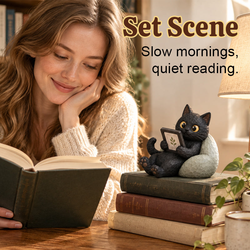 🐱Læsende Kat Figur 📚