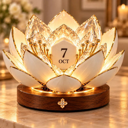 🌸✨ Automatisk blomstrende evighedskalender – Blomsterkalender med dato og varmt stemningslys 💗