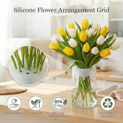 🎁 Køb 1, få 1 GRATIS 🌼 Gør dine blomster ranke og smukke – Silikoneholder til blomsterbuketter ✨