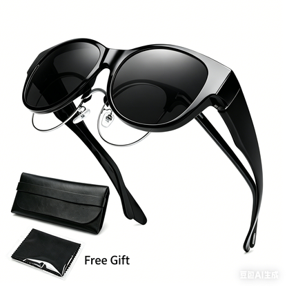 Elegant Cat-Eye Solbrille – Inkl. GRATIS Luksus-læderæske & Pudseklud! 🎁✨