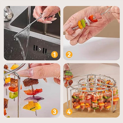 🔥 Spydholder til Airfryer – Lodret kebabholder i rustfrit stål til airfryere, ovne & hjemmelavede BBQ-snacks 🍢