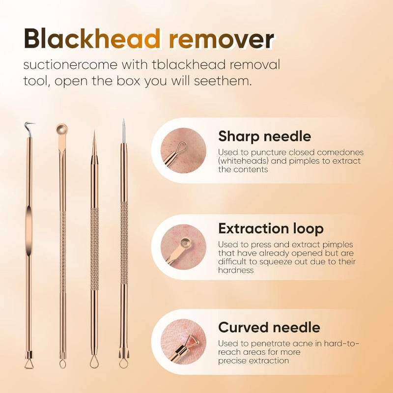 Rechargeable Pore Vacuum - 6-in-1 Blackhead Remover with Smart Display and Extraction Kit