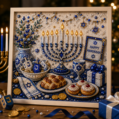 🕎✨ Hanukkah Perlekunst DIY-Sæt — skab noget smukt sammen, én perle ad gangen