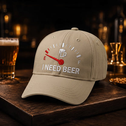 🔥 SIDSTE DAG MED 50% RABAT - 🍺 'I NEED BEER' broderet baseballkasket – Unisex mindekasket 🧢