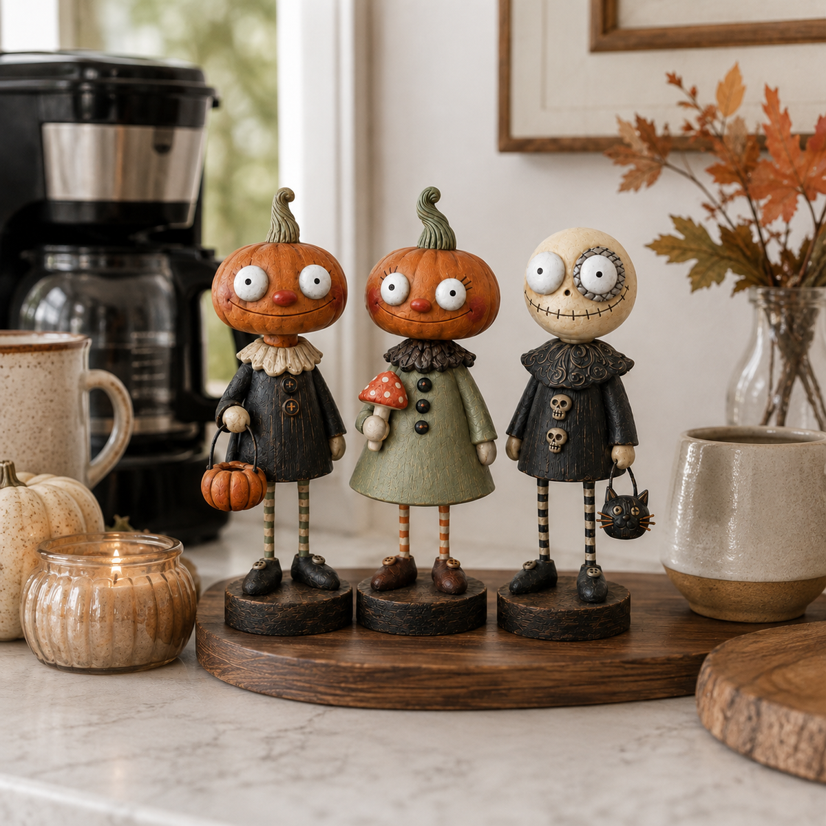 🎃 Rustikke Græskarvenner – Vintage Halloween Figurkollektion