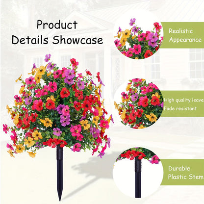 Kunstig Eukalyptus og Violette Blomster Jord-indsats Dekoration