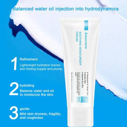 B5 Facial Cleanser with B5 Face Cream: gentle cleansing without tightness, deep hydration and soothing, long-lasting moisturization for soft, smooth and healthy skin.